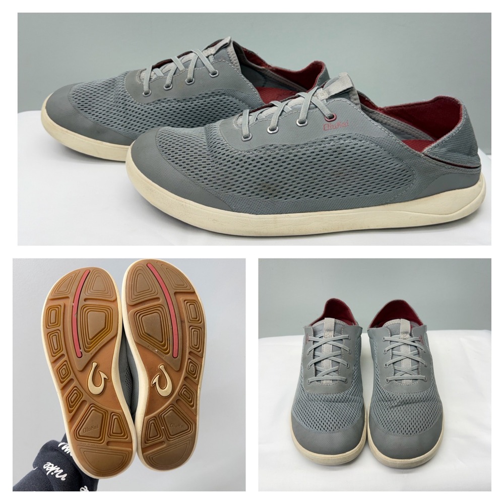 Olukai Moku Pae Mens 12 Gray Mesh Convertible Boat Shoes Sneakers 10472-25RX